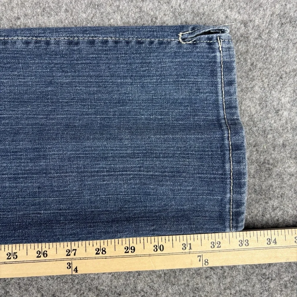Wrangler Q-Baby Jeans Womens‎ 7/8x32 Western Bootcut Rodeo Distressed Blue Denim